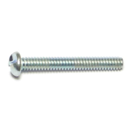 #10-24 x 1-1/2 in Slotted Round Machine Screw, Zinc Plated Steel, 15 PK